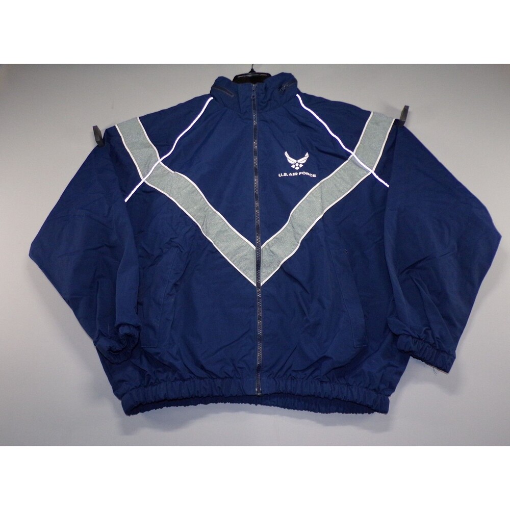 US Air Force Skilcraft Nylon Jacket Blue Mens Large Reflective Army Full Zip